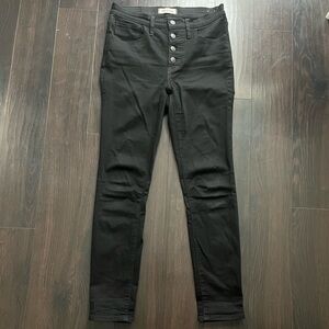 Madewell 9” High Rise Button Fly Black Jeans